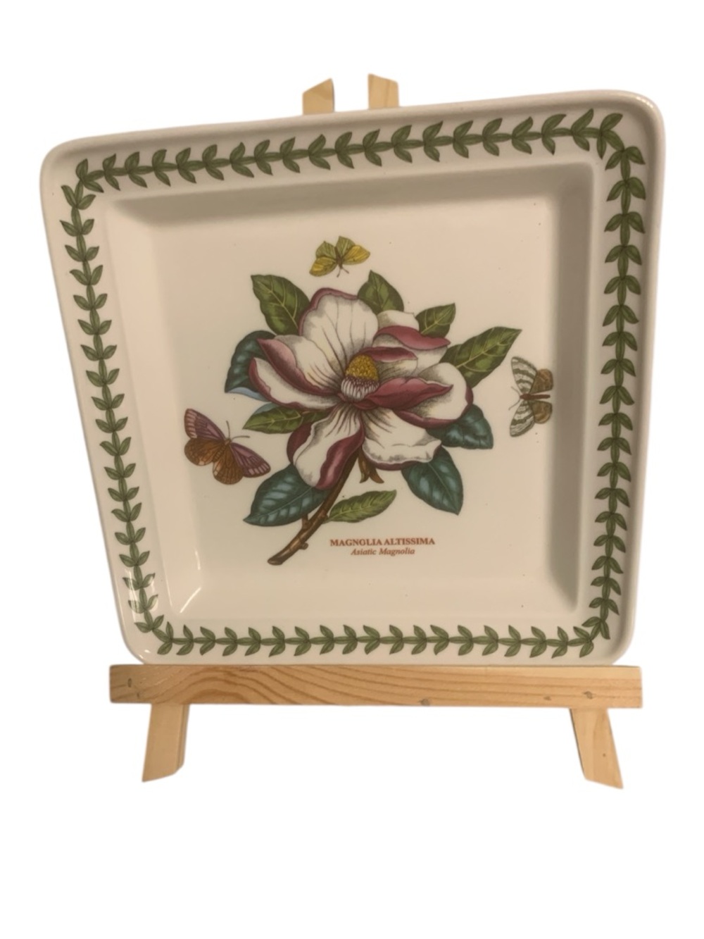Portmeirion-style Magnolia Altissima Square Serving Plate - Cream